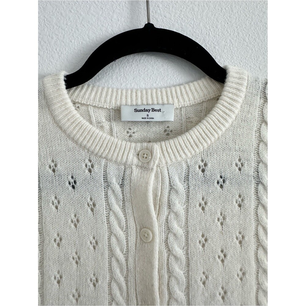 Aritzia Sunday Best Sweet Spot Wool Cardigan Light Birch Size S Cottagecore - Picture 3 of 9